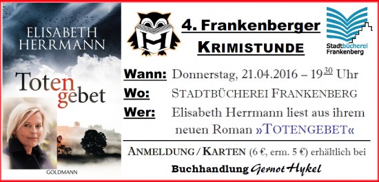 Frankenberger Krimistunde mit Elisabeth Herrmann